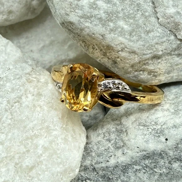 Brazilian Citrine Ring 1.25CTW 14K YG Over 925 Silver Sz 9 NWT - Picture 6 of 17